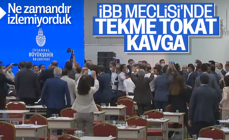 İBB Meclisi'nde tekme tokat kavga çıktı, toplantıya ara verildi