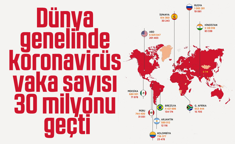 Dünya genelinde koronavirüs vakası 30 milyonu geçti