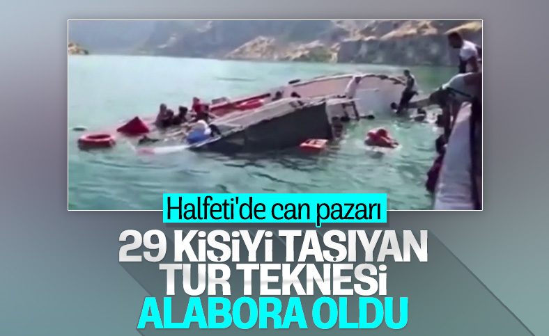 Şanlıurfa'da tur teknesinin alabora olduğu anlar