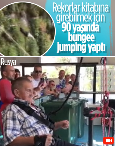 Rusya’da 90 yaşındaki adam bungee jumping yaptı