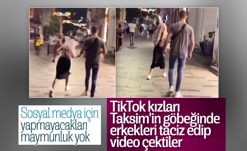 Taksim'de tanımadığı erkeklerin elini tutan kızlar