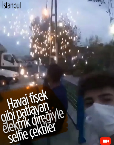 Sultangazi'de patlayan elektrik direği ile selfie çekildiler