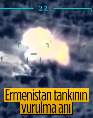 Ermenistan ordusuna ait tankın vurulma görüntüsü