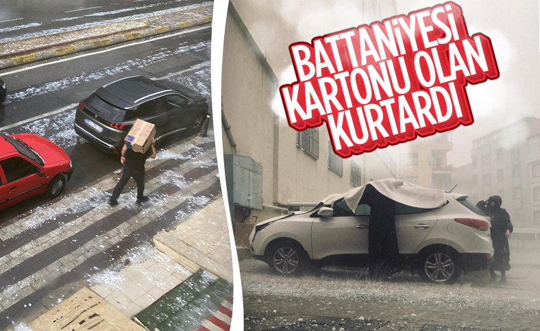 İstanbul'da etkili olan dolu araçlara zarar verdi