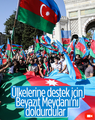 Türkiye'deki Azerbaycanlılar'dan ülkelerine destek gösterisi