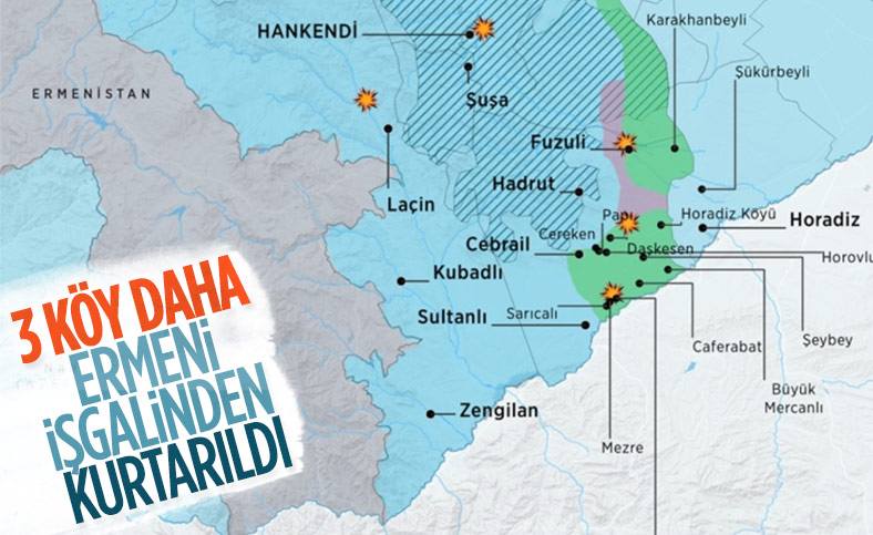 Azerbaycan ordusu Cebrail ilinin 3 köyünü daha işgalden kurtardı
