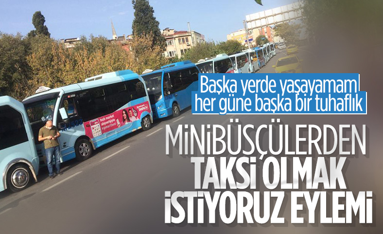 Minibüsçüler, taksi olmak için eylem yaptı