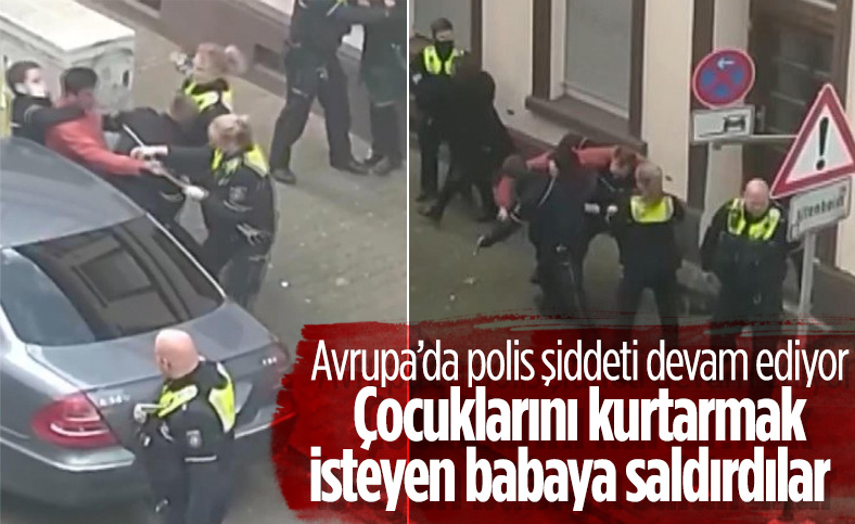 Almanya’da çocuklarını kurtarmak isteyen babaya polisten şiddet