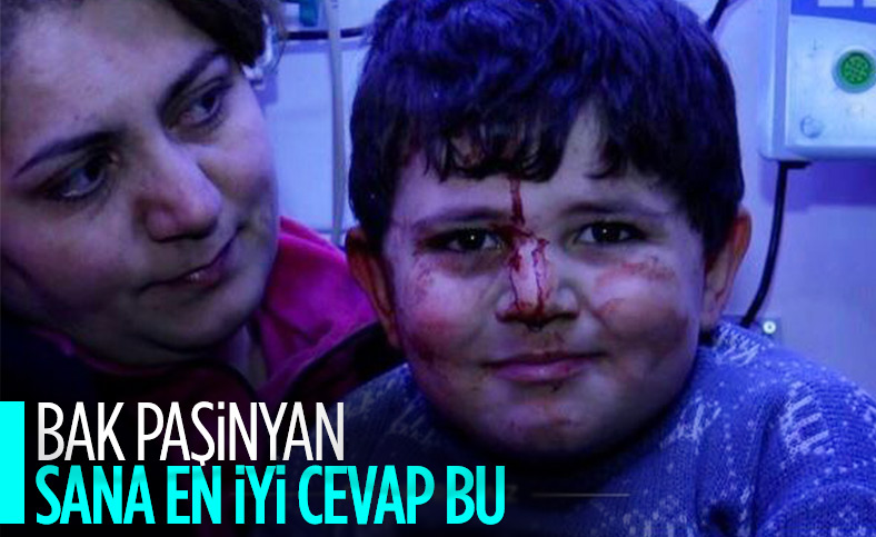 Gence'de enkazdan çıkarılan çocuklar