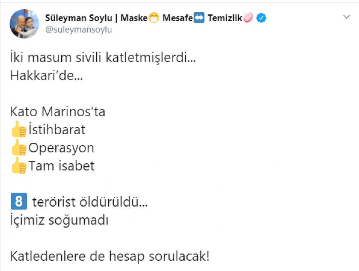 Bakan Süleyman Soylu duyurdu: 8 terörist etkisiz hale getirildi #2