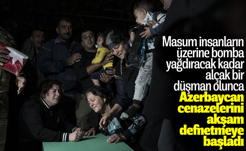 Azerbaycan'da sivil cenazeler, Ermeni saldırısı ihtimaline karşı akşam defnedildi
