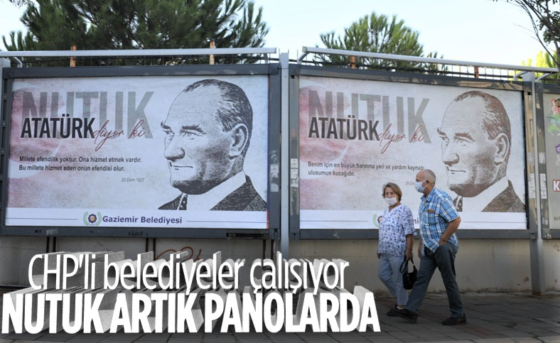 İzmir'de Atatürk'ün Nutuk’taki önemli sözleri ilan panolarına asıldı