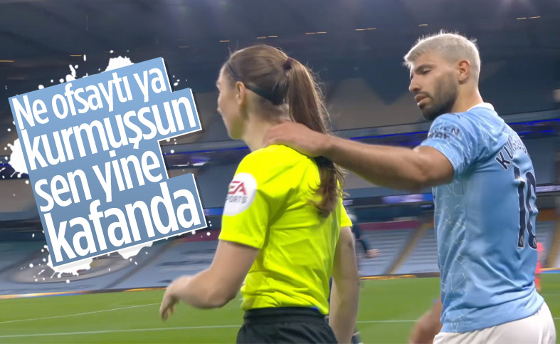 Agüero'nun kadın hakeme hareketi çok konuşuldu