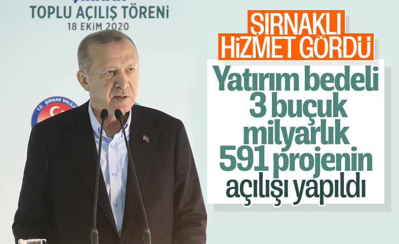 Cumhurbaşkanı Recep Tayyip Erdoğan, Şırnak'ta toplu açılış törenine katıldı