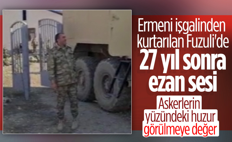 Dağlık Karabağ'da ezan sesini duyan asker