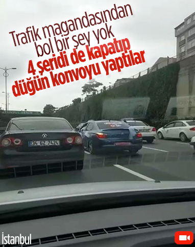 İstanbul'da yasağa rağmen düğün konvoyu yapıp trafik terörü estirdiler