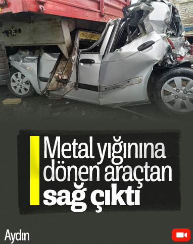 Aydın-İzmir otobanında metal yığınına dönen araçtan sağ çıktılar