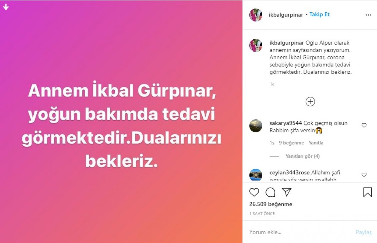 İkbal Gürpınar koronavirüse yakalandı