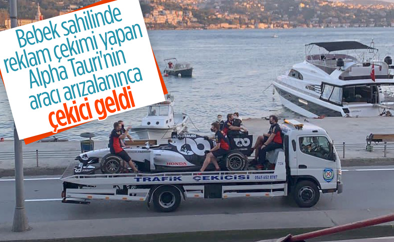 F1 takımı Alpha Tauri'nin aracı Bebek sahilinde arıza yaptı