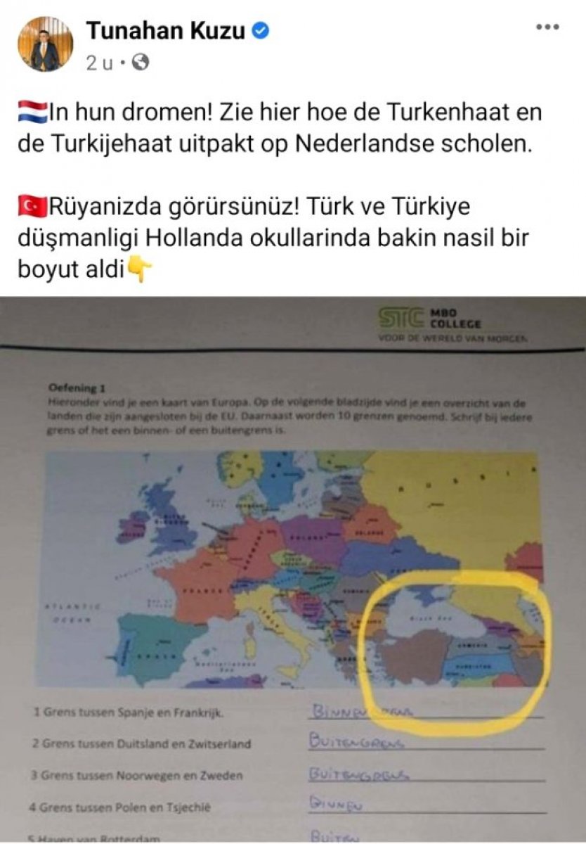 Hollanda da okul müfredatına, Türkiye yi parçalanmış gösteren harita koyuldu #1