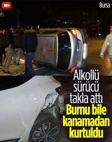 Bursa'da alkollü sürücü kaza yaptı