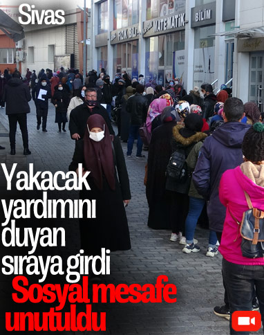 Sivas'ta sosyal mesafesiz yardım kuyruğu