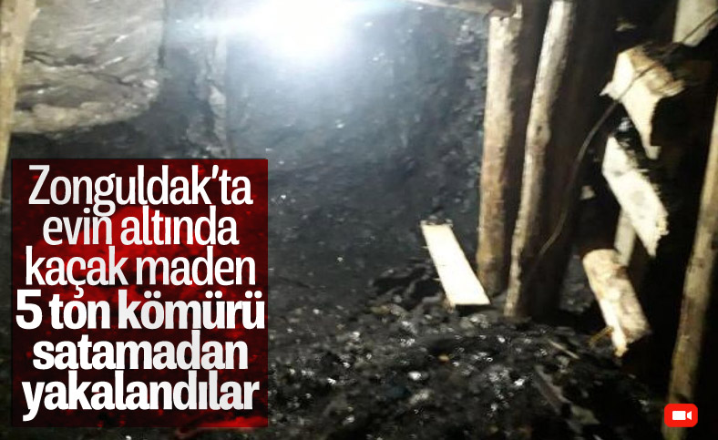 Zonguldak'ta evde kaçak kazı yaparak kömür çıkardılar