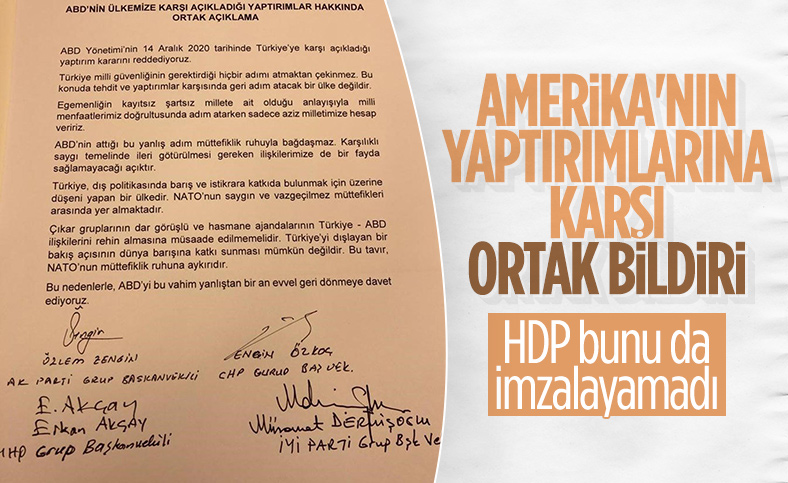 4 siyasi partiden ABD yaptırımı için ortak bildiri