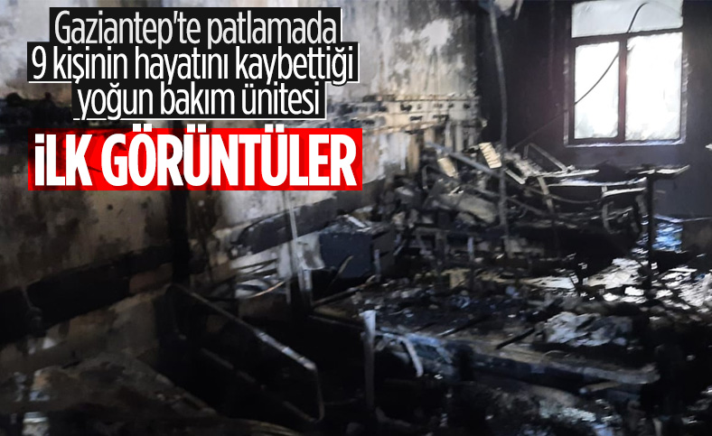 Gaziantep'te oksijen tüpü patlayan hastaneden görüntüler