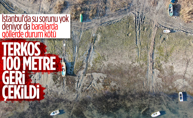 Terkos Gölü'nde su, 100 metre çekildi