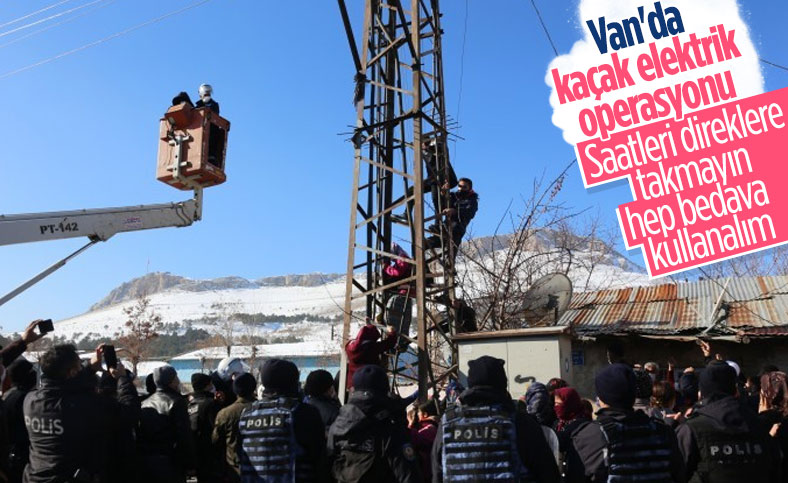 Van'da kaçak elektriği engellemeye çalışan ekiplere müdahale