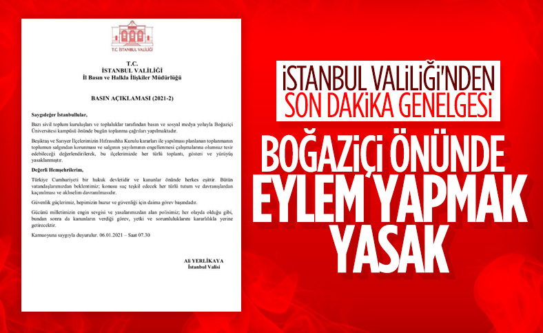 Ali Yerlikaya: Beşiktaş ve Sarıyer İlçelerimizde her türlü gösteri yapmak yasak