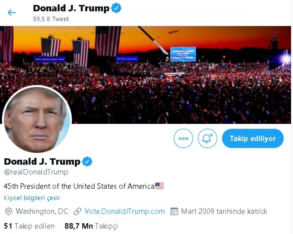 Trump'ın Twitter hesabı 12 saatliğine askıya alındı 1 trump twitter 3590