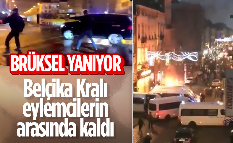 Belçika'daki gösterilerde polis merkezi ateşe verildi