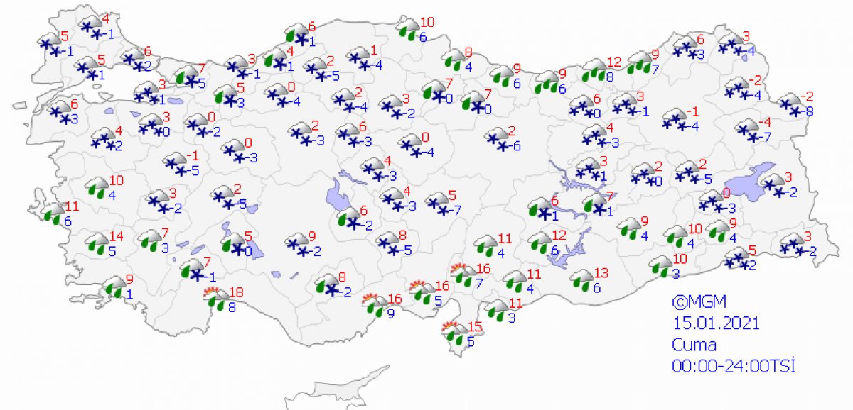 Kar etkisine giren Türkiye de 5 günlük hava durumu #7