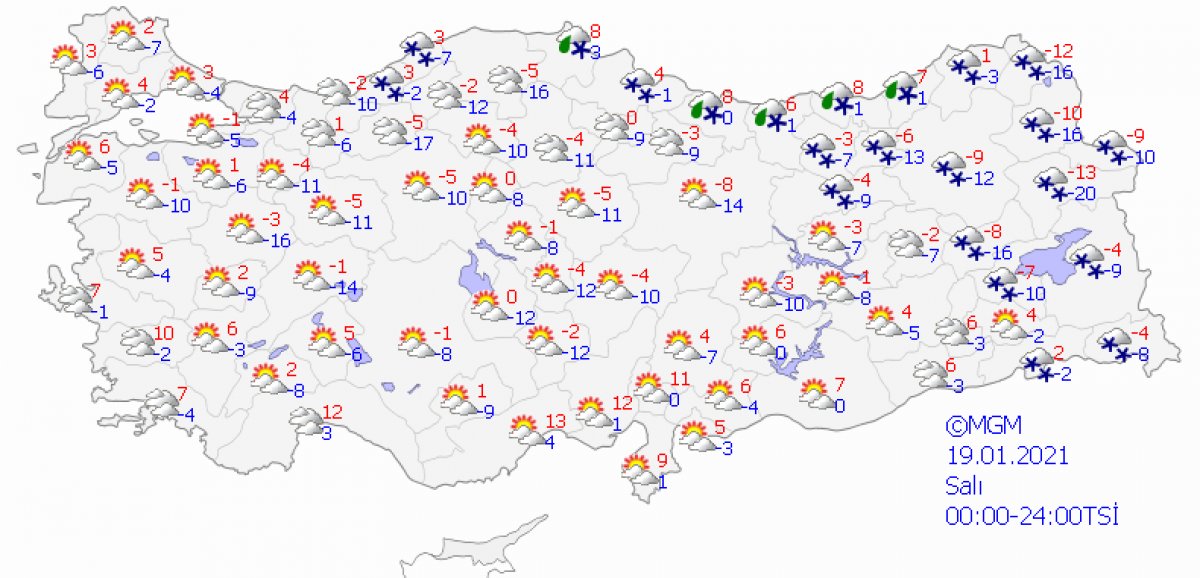Kar etkisine giren Türkiye de 5 günlük hava durumu #11