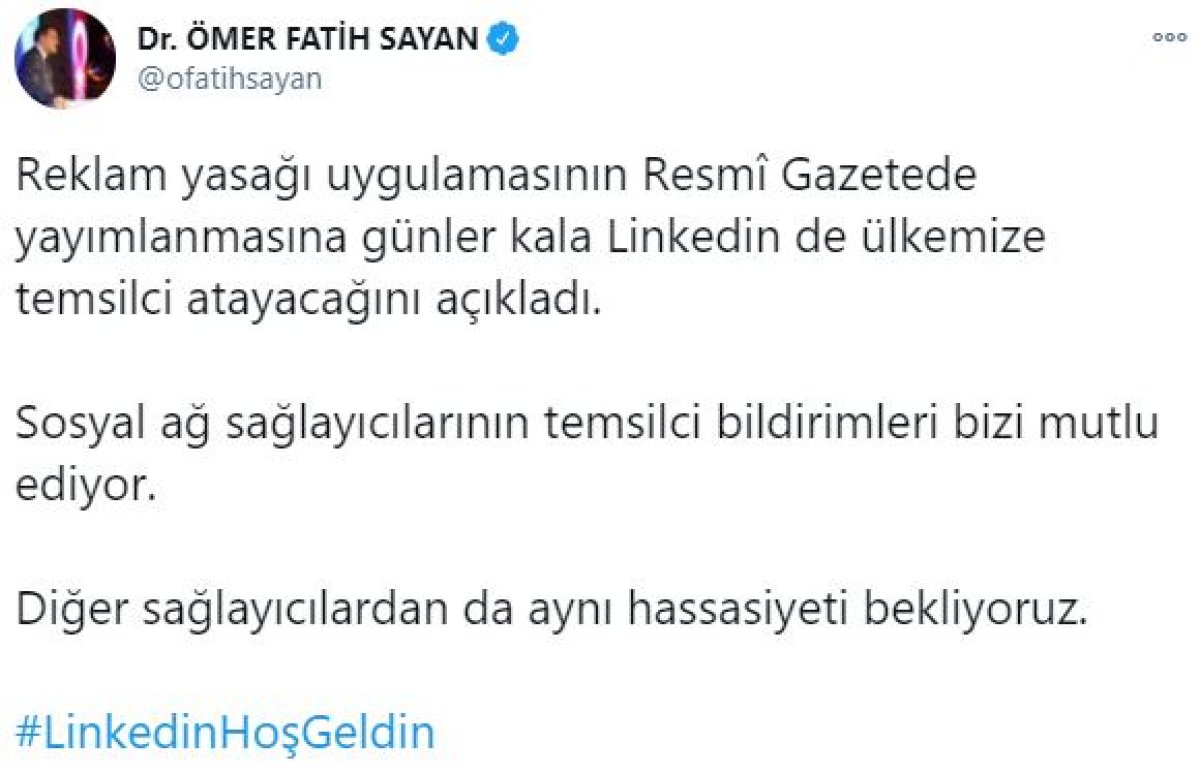 LinkedIn will appoint a representative to Turkey #2