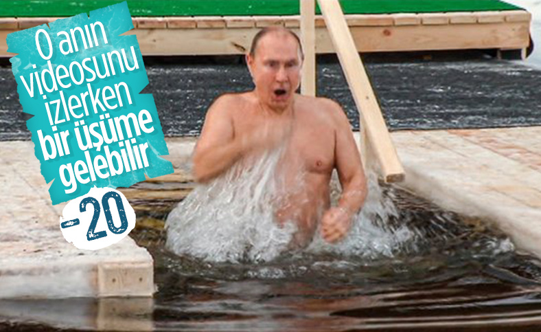 Vladimir Putin, donmuş suya girdi