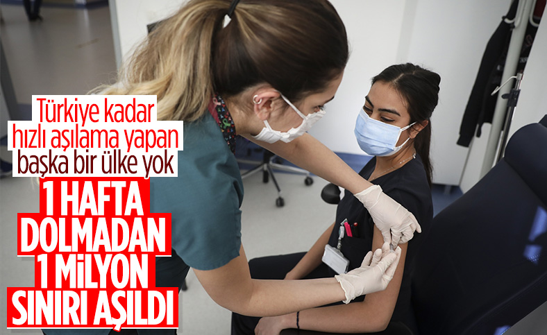Türkiye'de aşılanan kişi sayısı 1 milyonu geçti