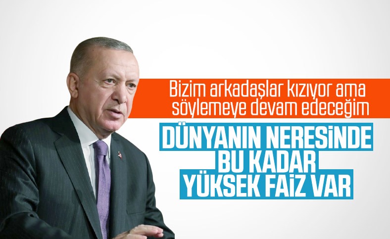 Cumhurbaşkanı Erdoğan'dan faiz yorumu: Yüksek faizle ülkemin kalkınacağına inanmıyorum