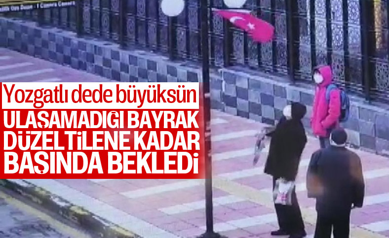 Yozgat'ta yaşlı adamın bayrak hassasiyeti