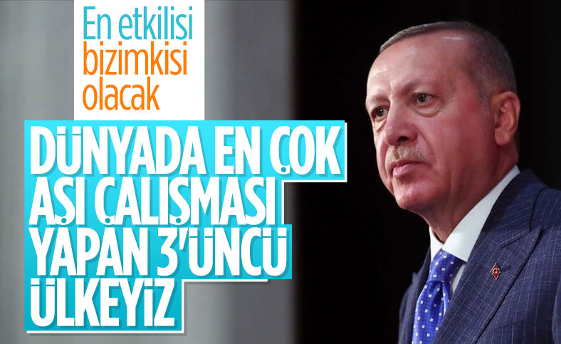 Cumhurbaşkanı Erdoğan: Dünyada en çok aşı çalışması yürüten 3'üncü ülkeyiz