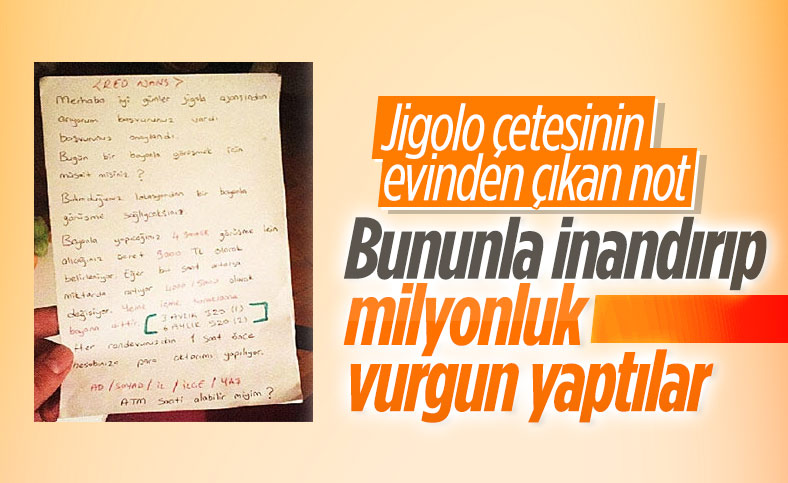 Balıkesir’de jigolo çetesine ait not ortaya çıktı