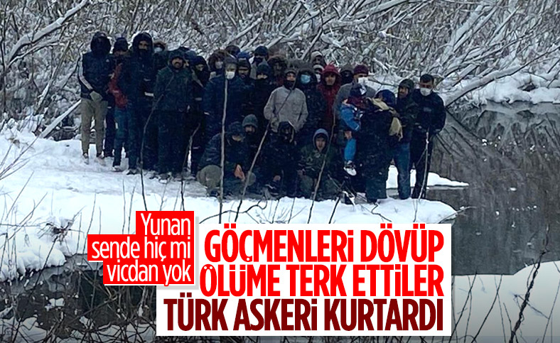 Yunanistan sınırında donmak üzere olan göçmenler kurtarıldı