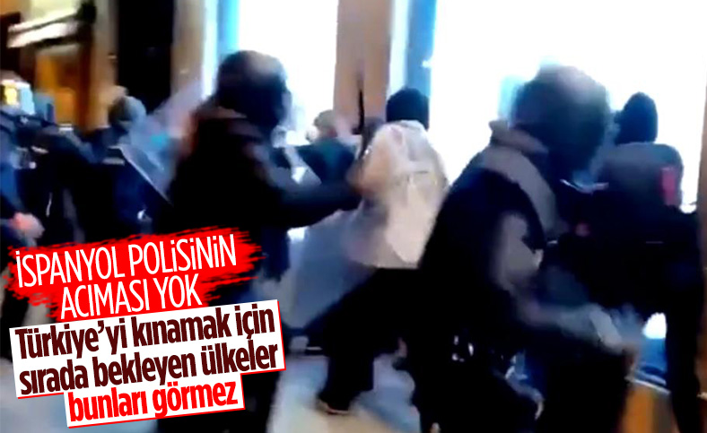 İspanya'da polisten göstericilere sert müdahale