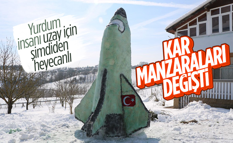 Sakarya'da yağan karla, uzay mekiği yapıldı