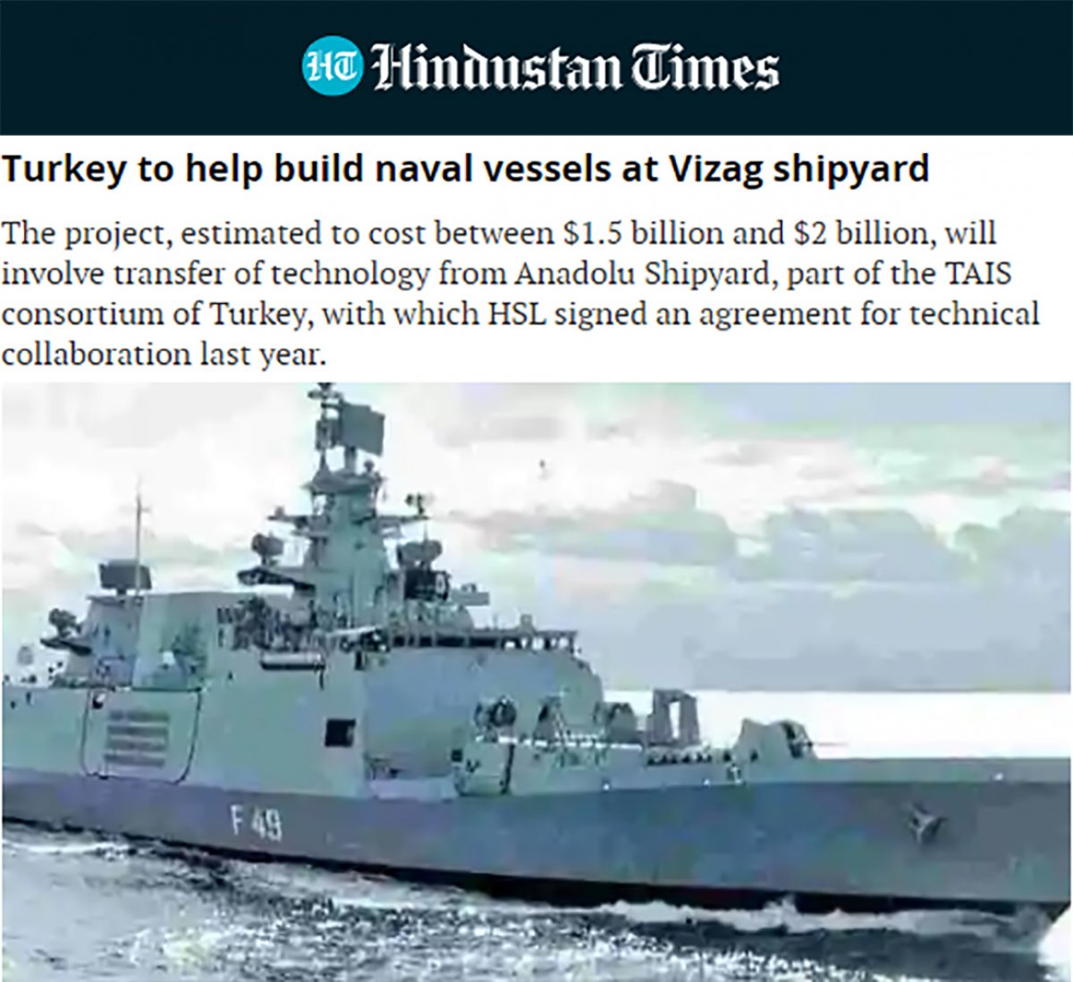 Hindistan, Türkiye nin desteğiyle donanma gemisi inşa edecek #2