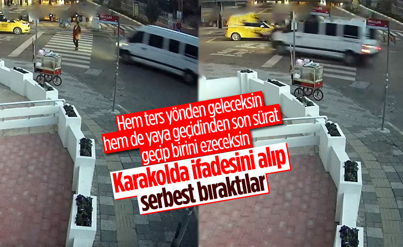 Kırklareli'nde ters yöne giren midibüsün kadına çarpma anı