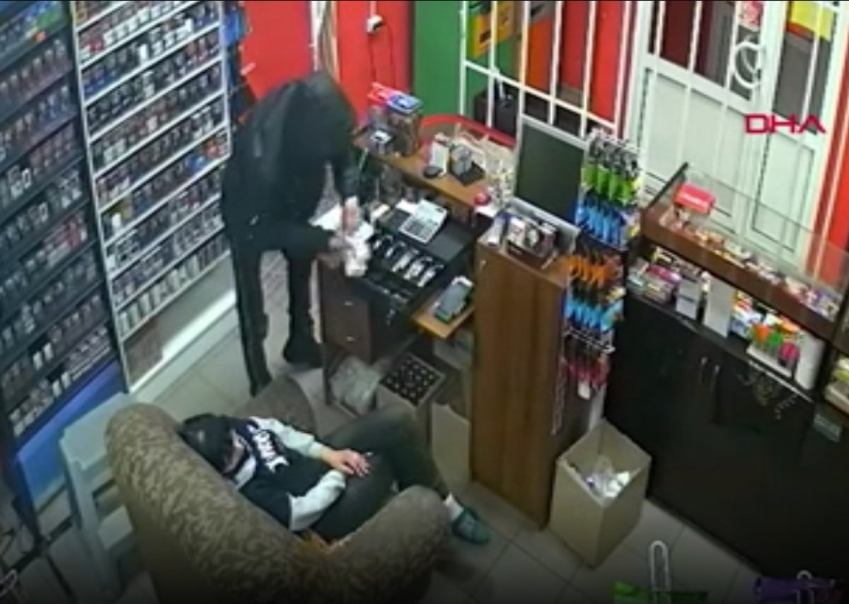 When he saw the sleeping cashier in Russia, he stole money from the safe #1