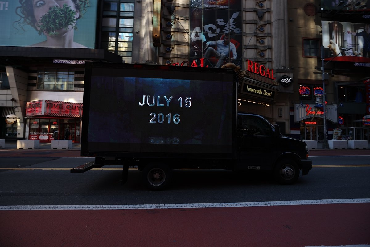 A pickup truck with a digital screen was circulated against the FETO announcement in Times Square #5